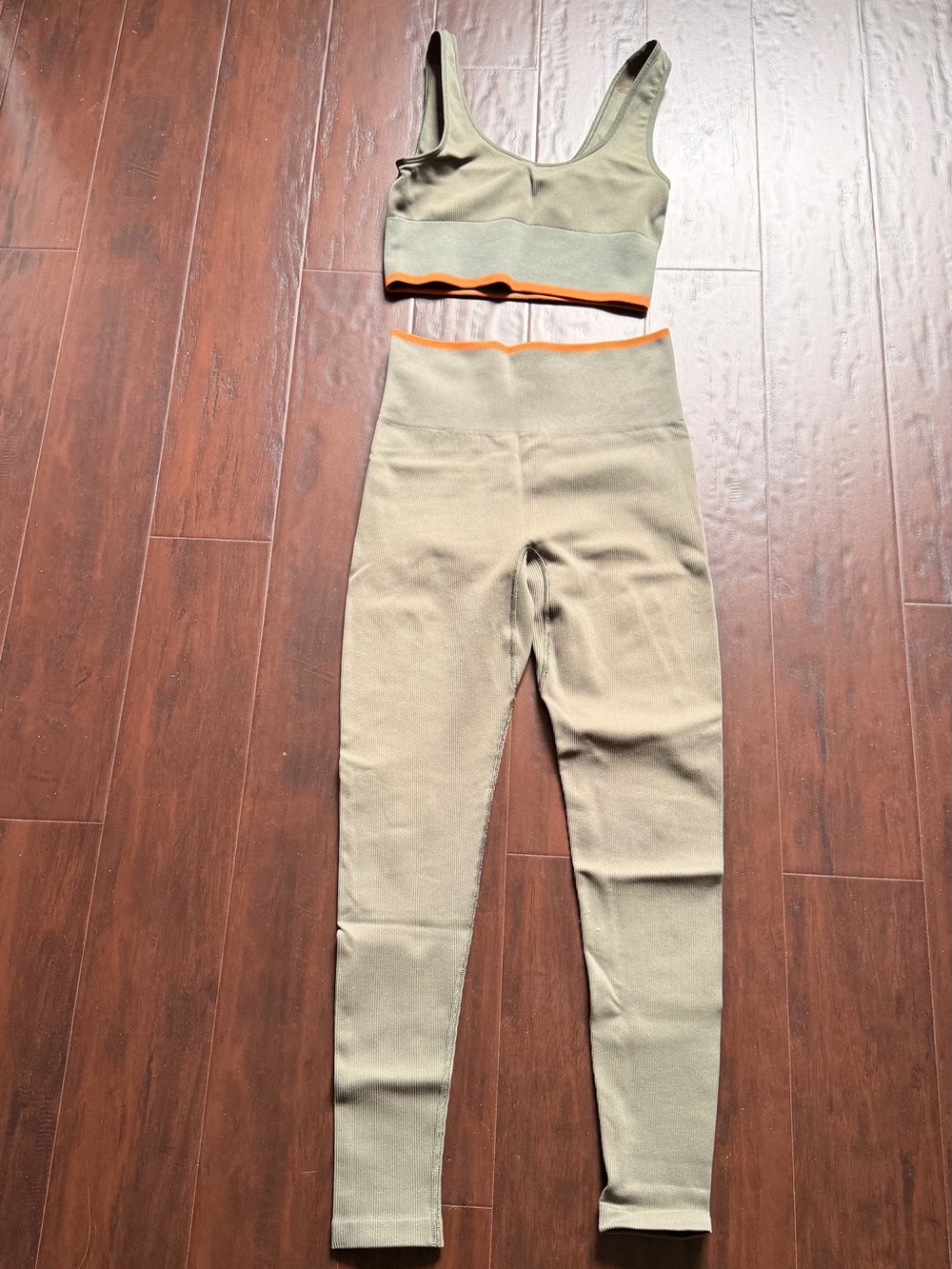 Outdoor voices Seamless Olive Green High-Waist Leggings & Crop Top Set